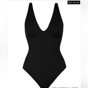 TA3 black plungey one piece swimsuit